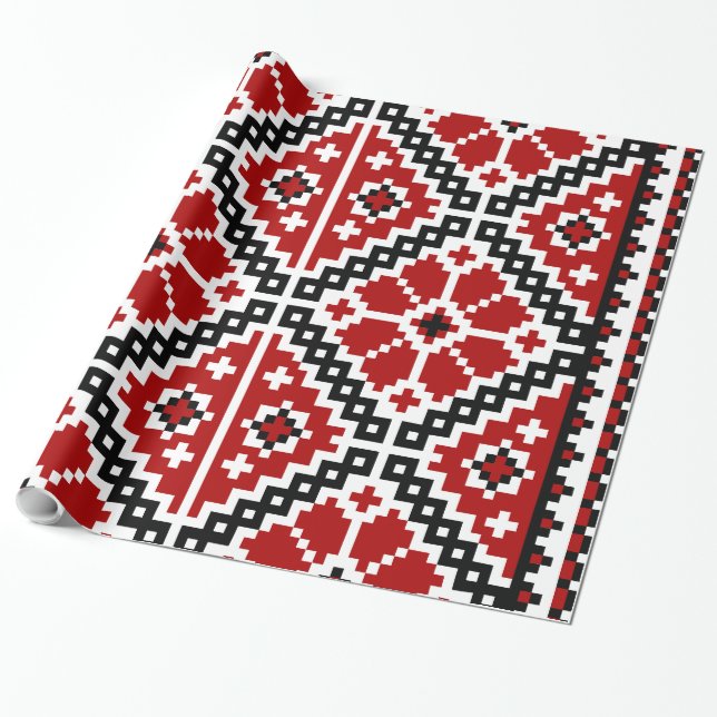 Ukrainsk broderi presentpapper (Utrullad)