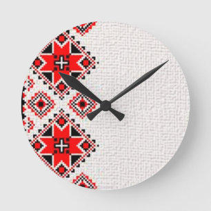 Ukrainsk broderi rund klocka