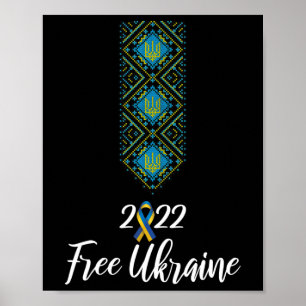 Ukrainsk broderi Vyshyvanka för män Stöd Fr Poster