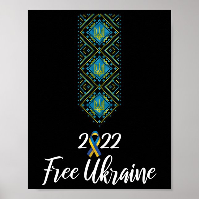 Ukrainsk broderi Vyshyvanka för män Stöd Fr Poster (Framsidan)