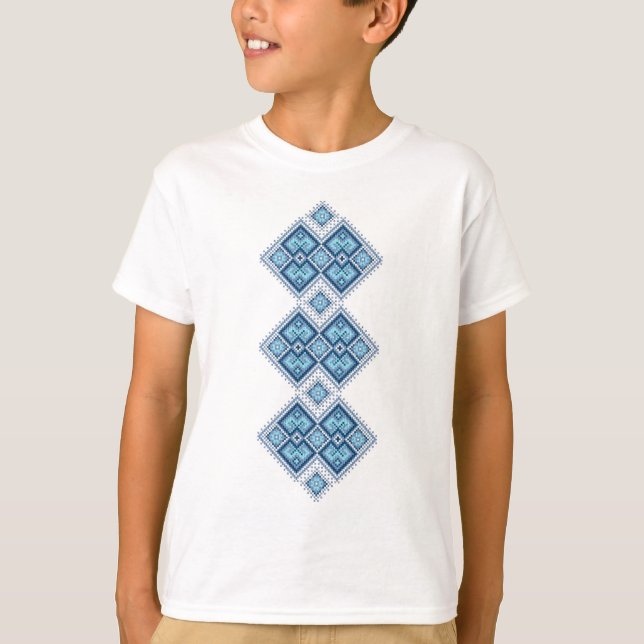 Ukrainsk broderiblåttvyshyvanka t shirt (Framsida)
