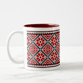 Ukrainsk brodery (vyshyvanka) mugg röd