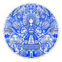 Ukrainsk docka keramisk knapp