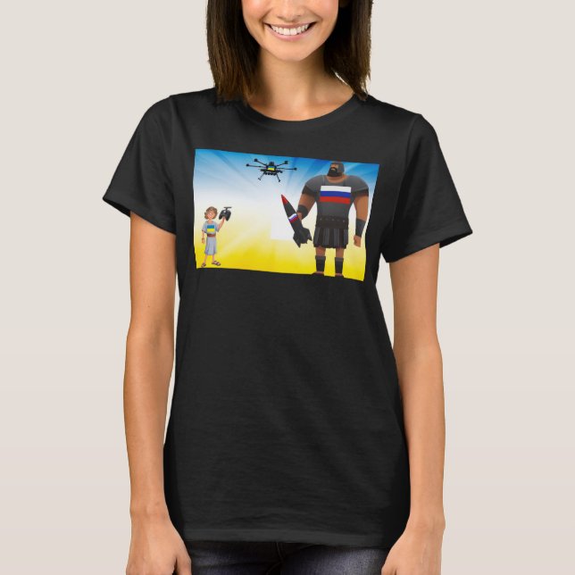 Ukrainsk drönare svart t shirt (Framsida)