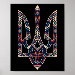 Ukrainsk emblem Ukrainens symbol Broderi  Poster