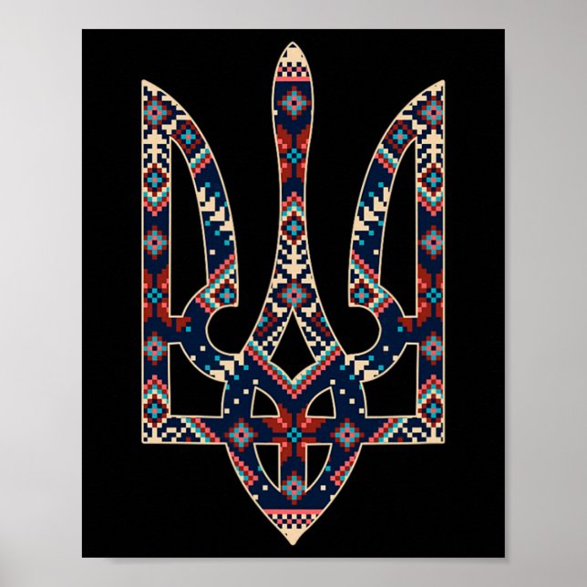 Ukrainsk emblem Ukrainens symbol Broderi  Poster (Framsidan)