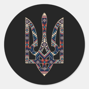 Ukrainsk emblem Ukrainens symbol Broderi Runt Klistermärke