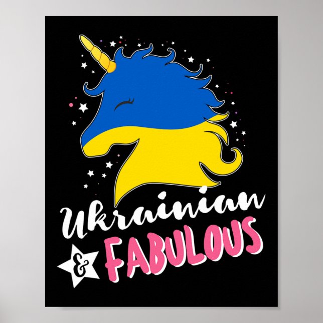 Ukrainsk enhörning Ukrainaflagga  Poster (Framsidan)