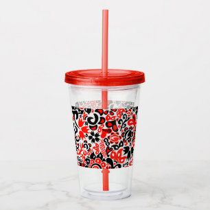 Ukrainsk etniskt folkligt blomstermönster abstrakt take away mugg