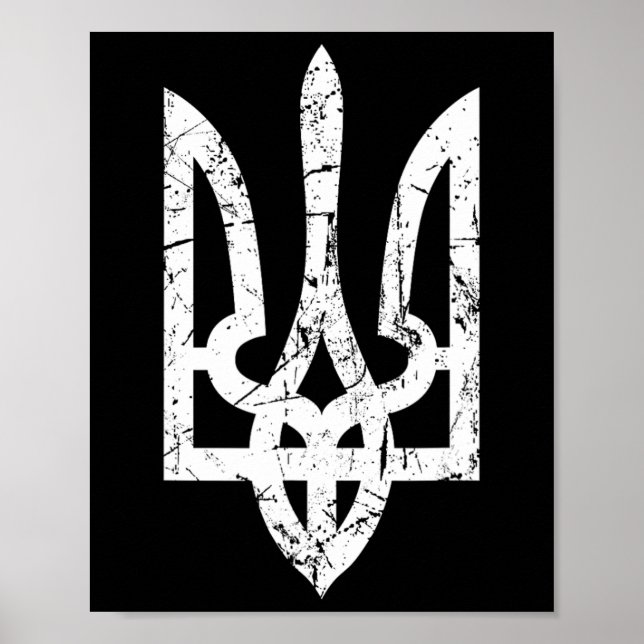 Ukrainsk flagg med vapensköld Ukraina Poster (Framsidan)