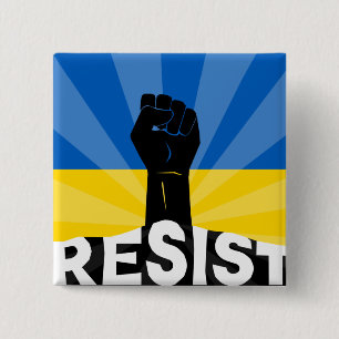 ukrainsk Flagga Resistfist Knapp