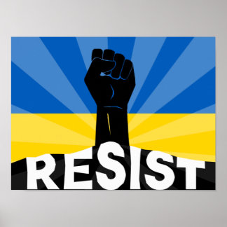 ukrainsk Flagga Resistfist Poster