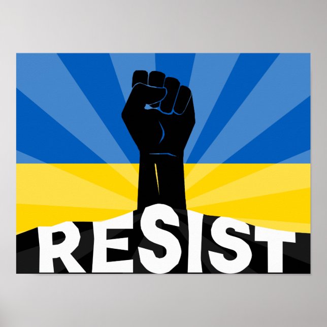 ukrainsk Flagga Resistfist Poster (Framsidan)