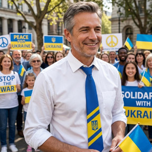 Ukrainsk flagga. Statens vapen. Trident. Slipsknut Slips