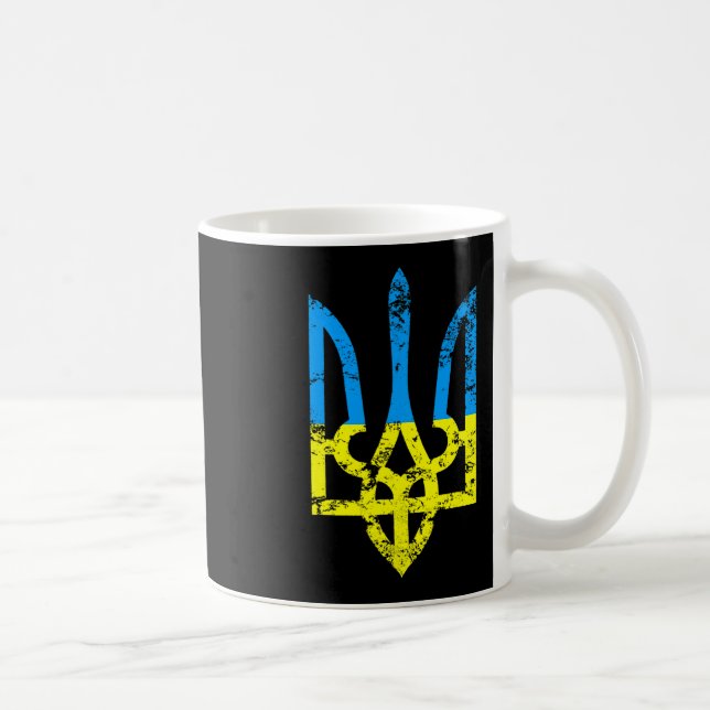 Ukrainsk flagga vintage Tryzub Ukraina present  Kaffemugg (Höger)