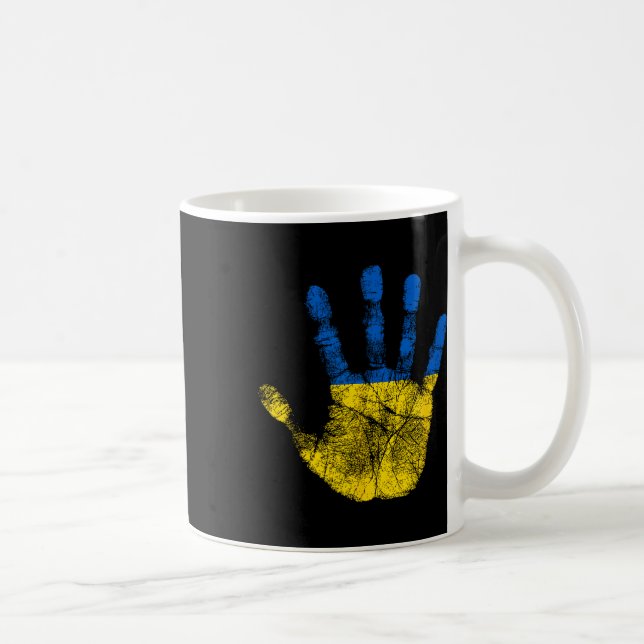 Ukrainsk flagghandtrycksymbol Vintage stil  Kaffemugg (Höger)