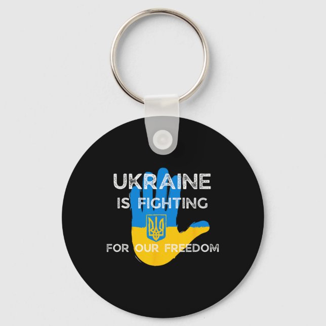 Ukrainsk flaggstödd design Ukraina kämpa för Nyckelring (Framsida)