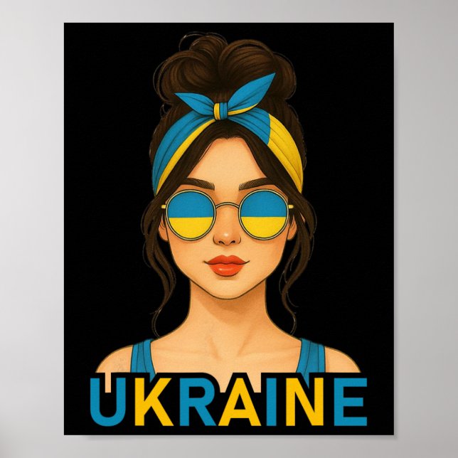 Ukrainsk flicka Ukraina Flagga Ukrainsk flickvän K Poster (Framsidan)