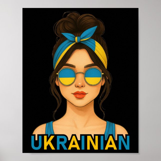 Ukrainsk flicka Ukraina Flagga Ukrainsk flickvän K Poster (Framsidan)