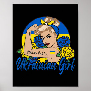 Ukrainsk flicka Ukraina Kvinna ukrainare Flagga Poster