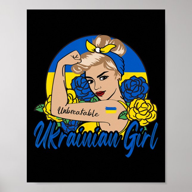Ukrainsk flicka Ukraina Kvinna ukrainare Flagga  Poster (Framsidan)