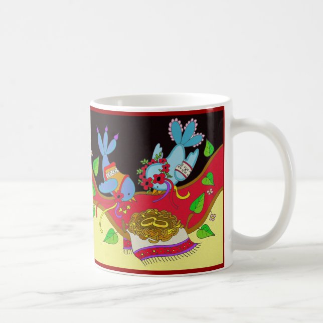 Ukrainsk Folk konst för bröllopfågelsalighet Kaffemugg (Höger)