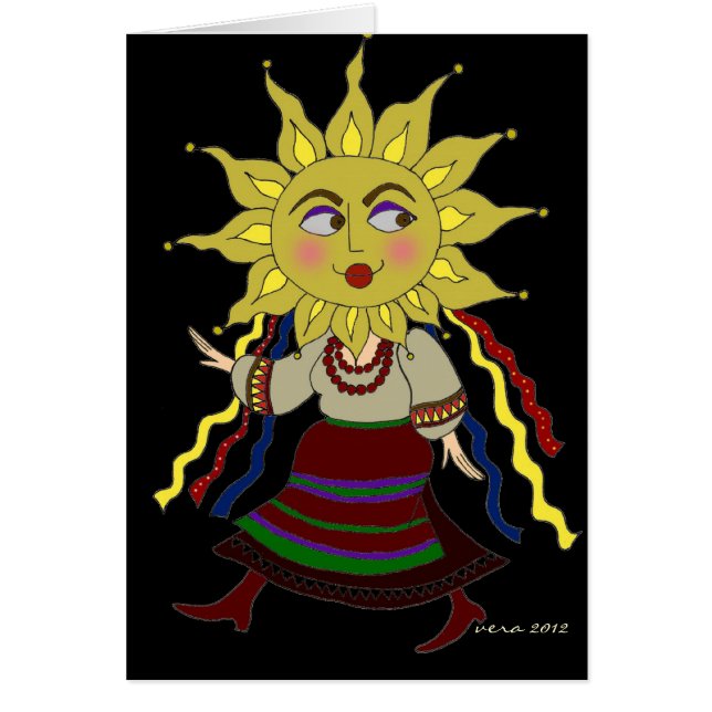 Ukrainsk Folk konst för solkvinna Hälsningskort (Framsidan)