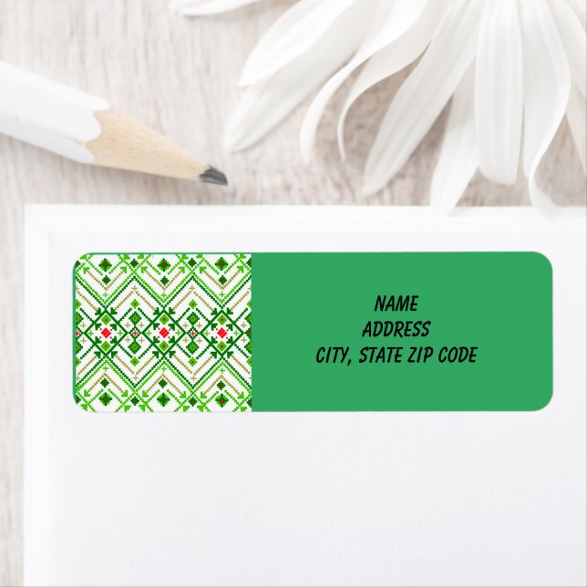Ukrainsk folkart Inspired Returadress Etikett (Insitu)