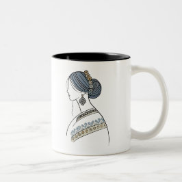 Ukrainsk folkart Two-Tone Mugg | Elegant Line Art