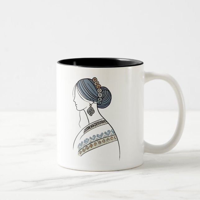 Ukrainsk folkart Two-Tone Mugg | Elegant Line Art (Höger)