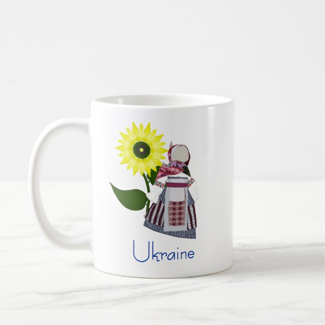 Ukrainsk folkdoll med solros, Motanka. Kaffemugg (Vänster)