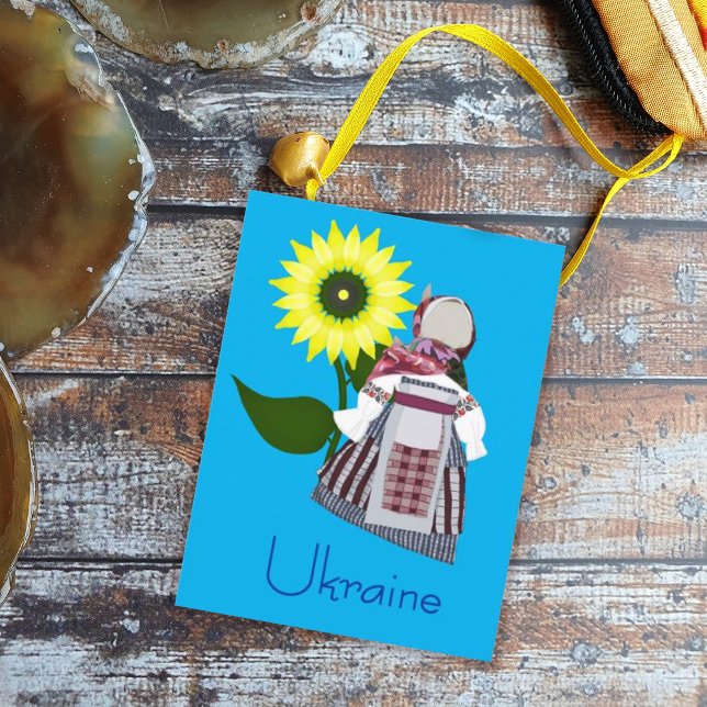 Ukrainsk folkdoll med solros, Motanka. Vykort (Skapare uppladdad)