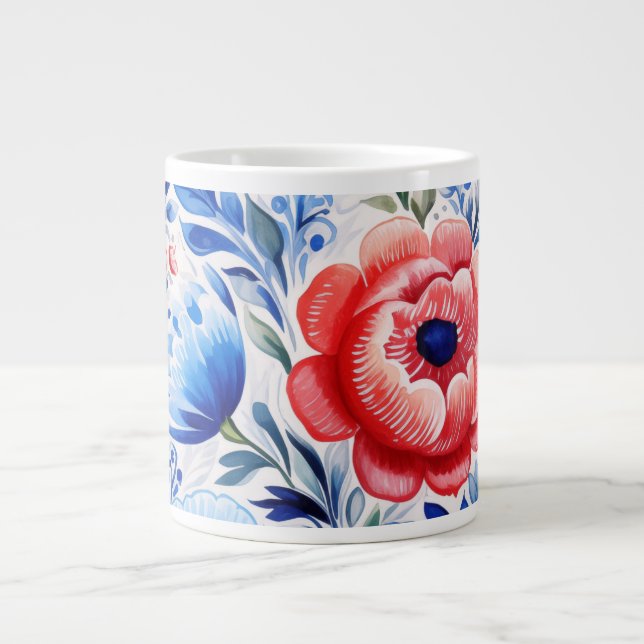 Ukrainsk folkkonst mönster X-Large kaffemugg Jumbo Mugg (Framsidan)