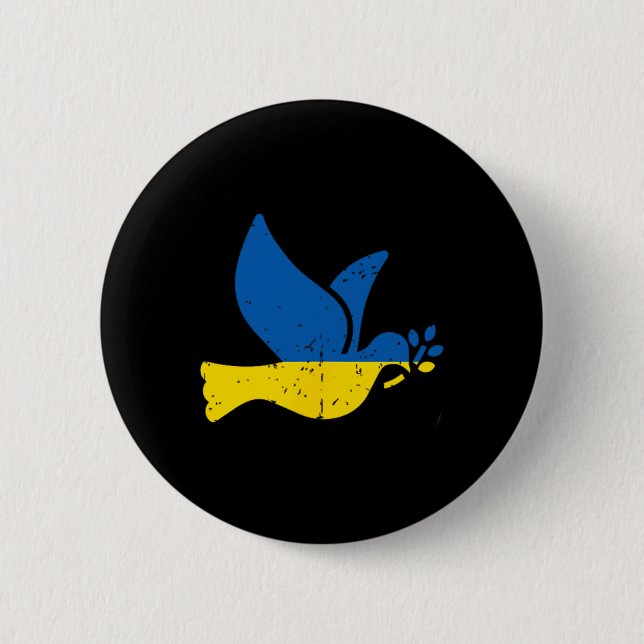 Ukrainsk fredsfågel - Ukrainsk flagga blå och gul Knapp (Framsida)