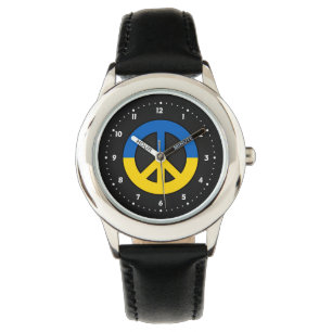 Ukrainsk fredstecken på svart bakgrund armbandsur