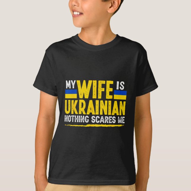 Ukrainsk fru Inget skrämmer mig fru Ukraina  T Shirt (Framsida)