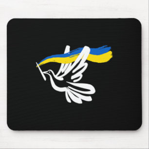 Ukrainsk gul blå flagga med vit duvstöd musmatta