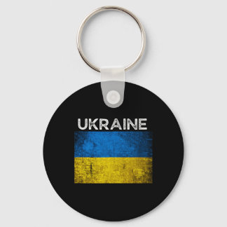 Ukrainsk gulblå flagga med ordet Ukraina distr Nyckelring
