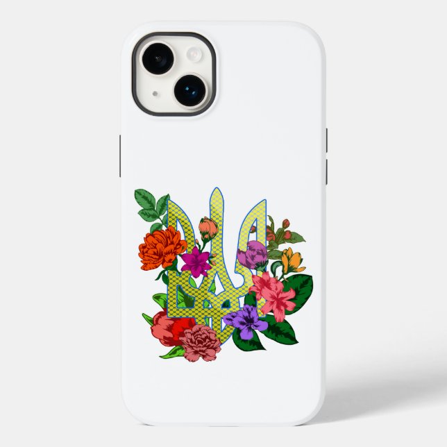 Ukrainsk heraldik treudd tryzub blommande blommor (Baksida)