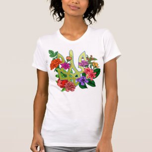 Ukrainsk heraldik treudd tryzub blommande blommor t shirt