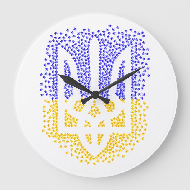 Ukrainsk heraldik treudd tryzub spridande stjärnor stor klocka (Framsida)