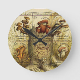 Ukrainsk Hryb (Mushroom) Frimärke Lakan Rund Klocka