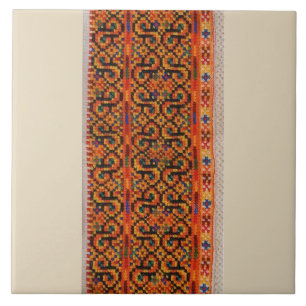 Ukrainsk Hutsul Vyshyvanka Rushnyk broderi Kakelplatta