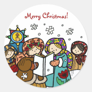 Ukrainsk jul Carollers Runt Klistermärke