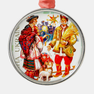 Ukrainsk julstjärna & Didukh Julgransprydnad Metall