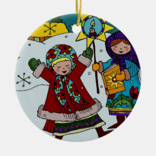 Ukrainsk julstjärna julgransprydnad keramik