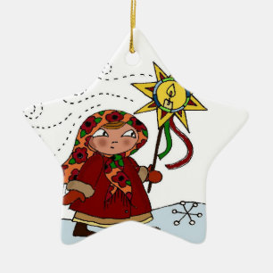 Ukrainsk julstjärna julgransprydnad keramik