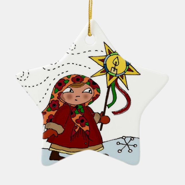 Ukrainsk julstjärna julgransprydnad keramik (Framsidan)