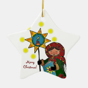Ukrainsk julstjärna julgransprydnad keramik