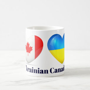 Ukrainsk kanadensisk flaggahjärtamugg kaffemugg